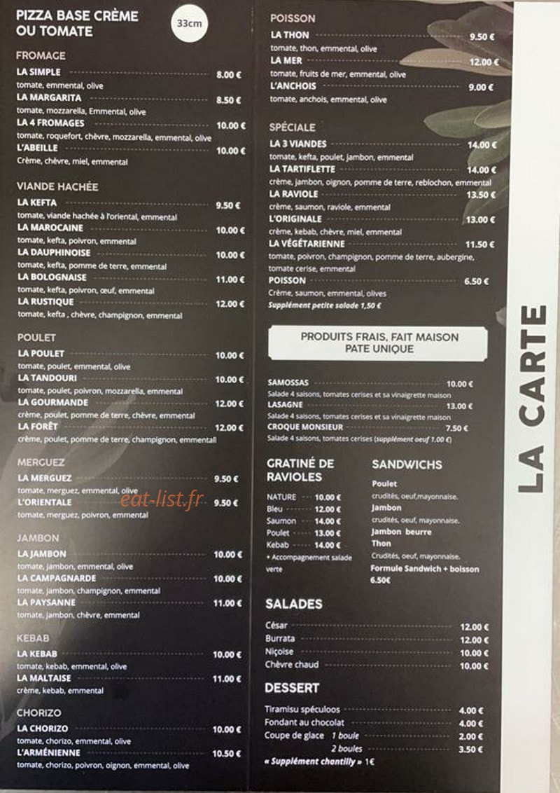O'Gourmet — carte page 1