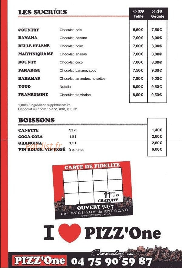 Pizz'One — carte page 4