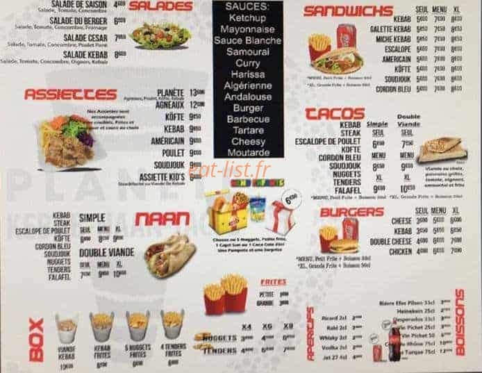 Planete kebab — carte page 1
