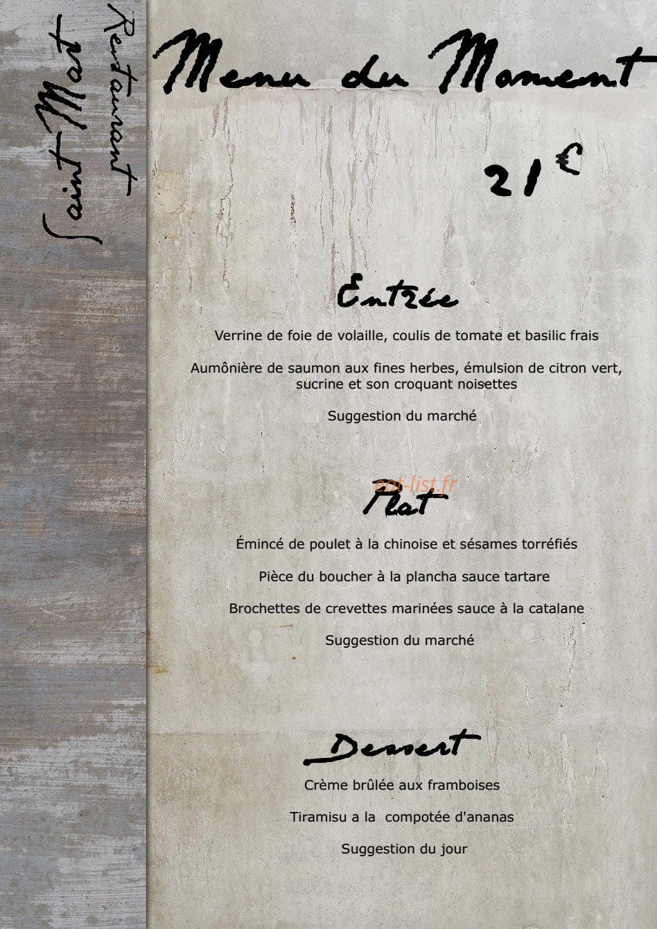Restaurant Saint Martin — carte page 4