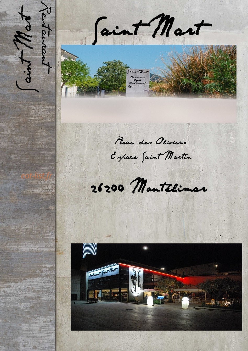 Restaurant Saint Martin — carte page 1