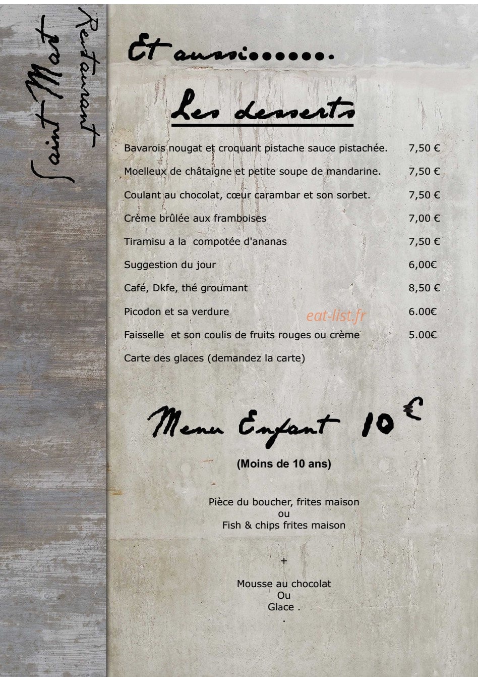 Restaurant Saint Martin — carte page 6