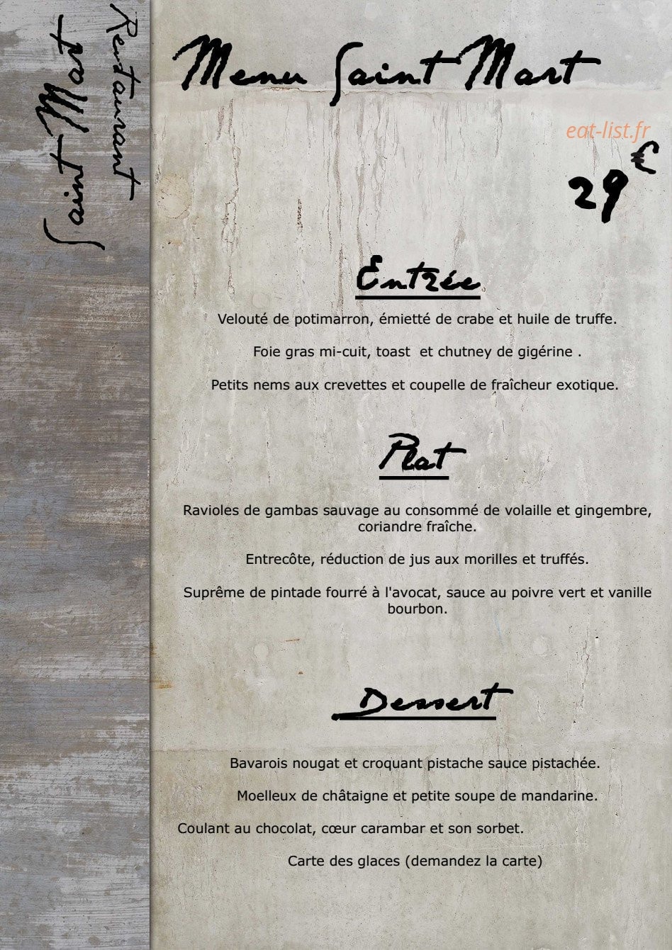 Restaurant Saint Martin — carte page 3