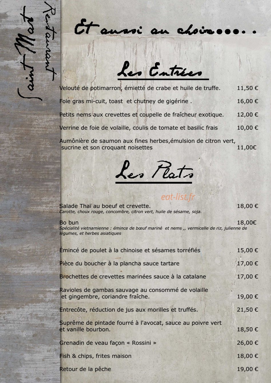 Restaurant Saint Martin — carte page 5