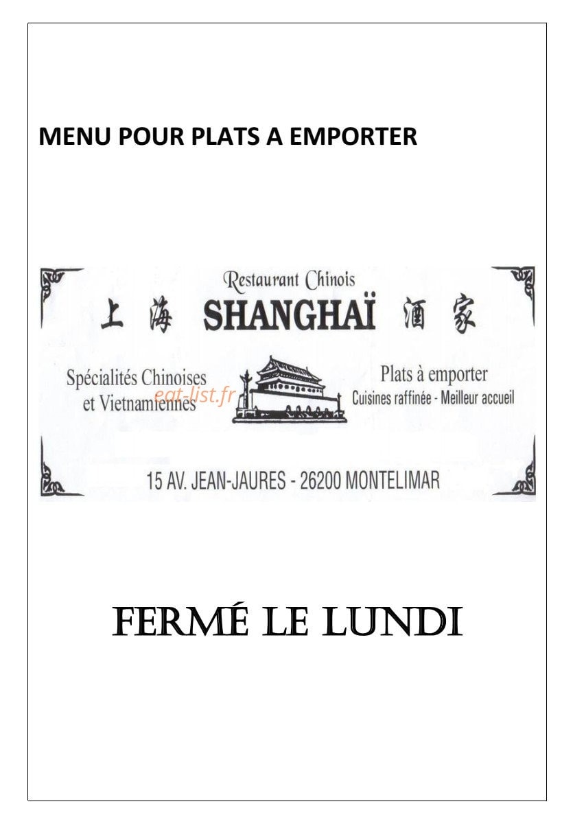 Restaurant Shanghai — carte page 2