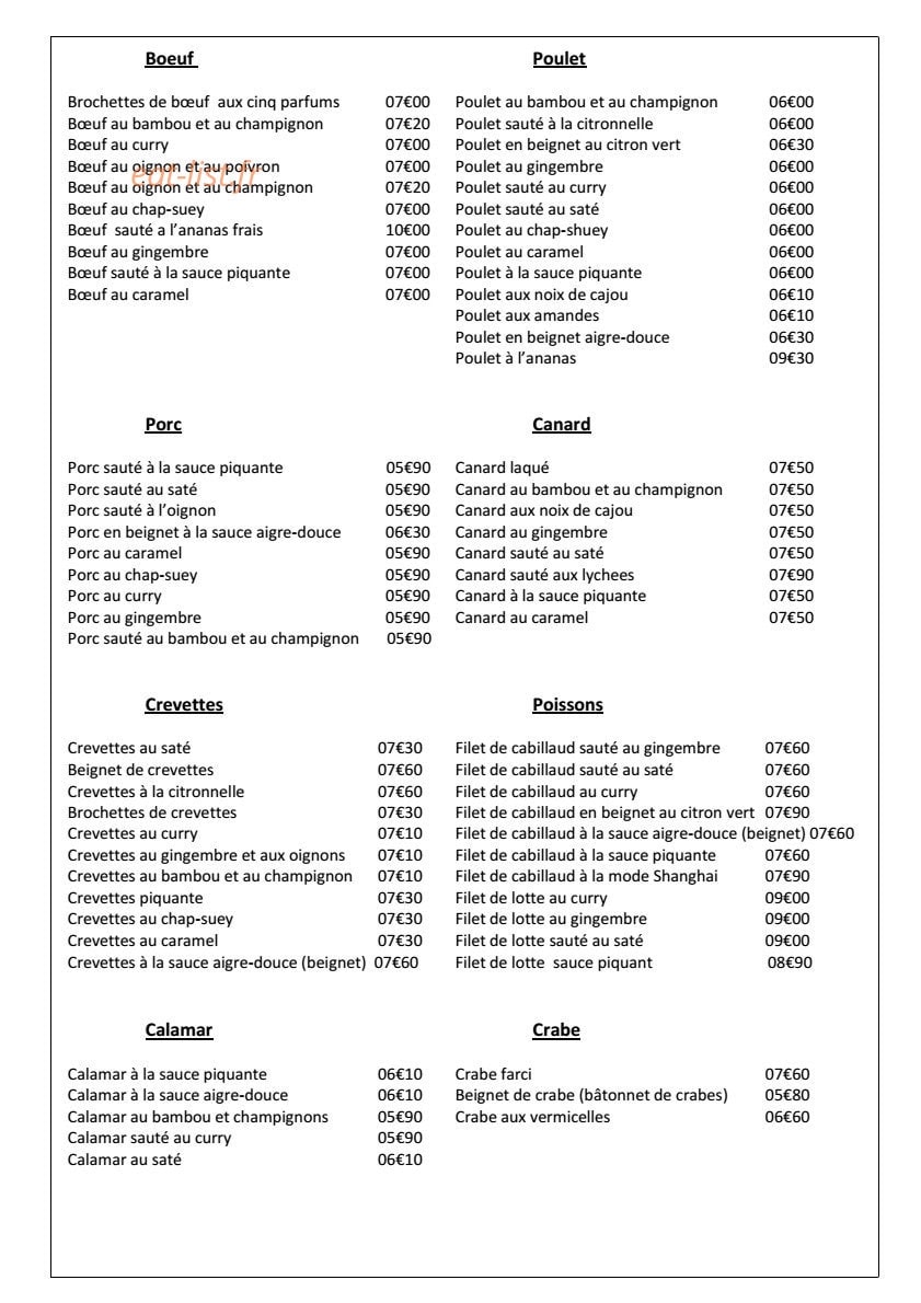 Restaurant Shanghai — carte page 4