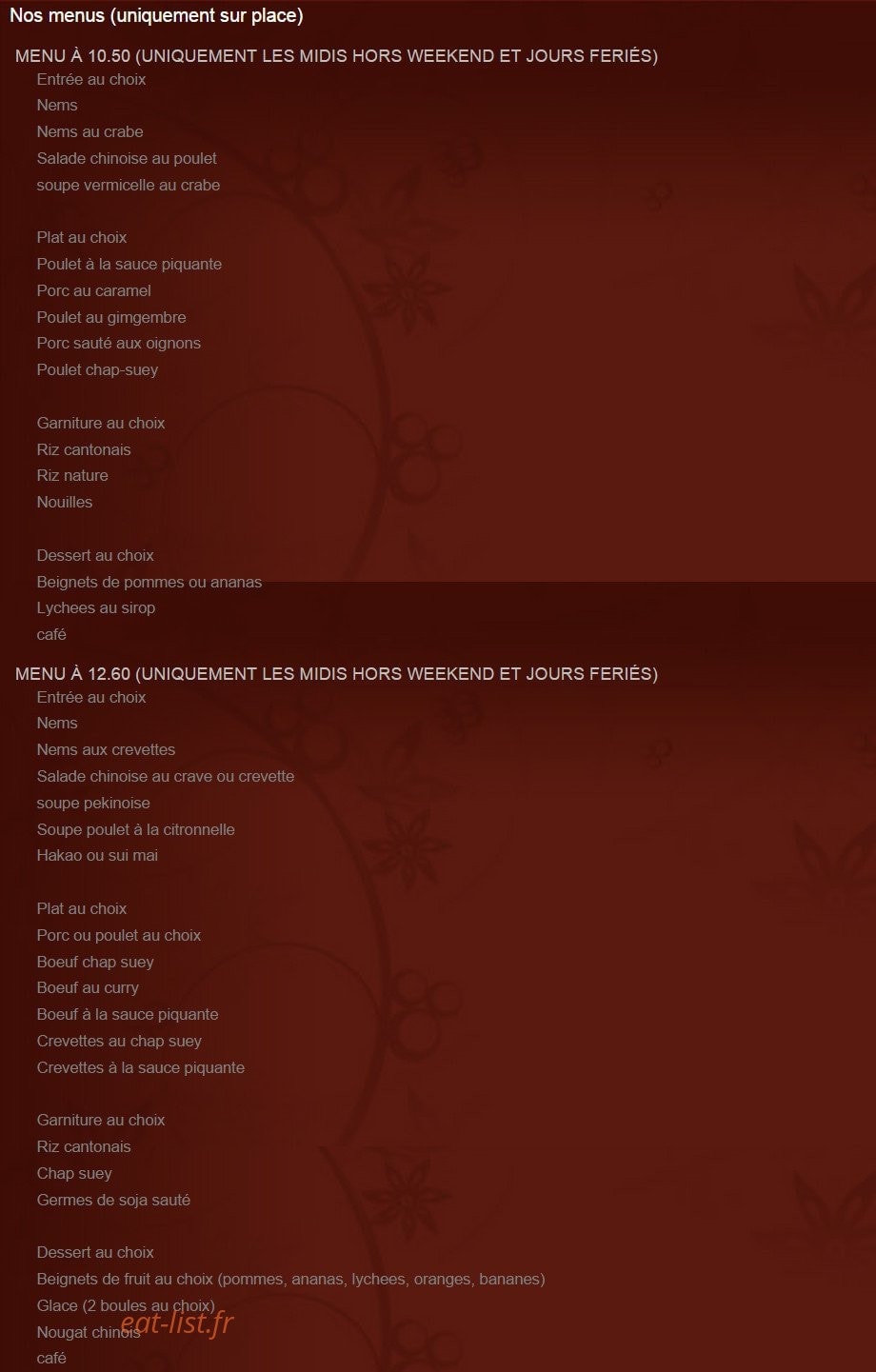 Restaurant Shanghai — carte page 1