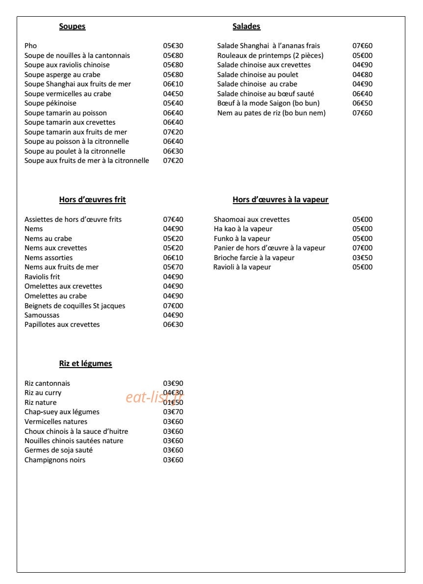 Restaurant Shanghai — carte page 3