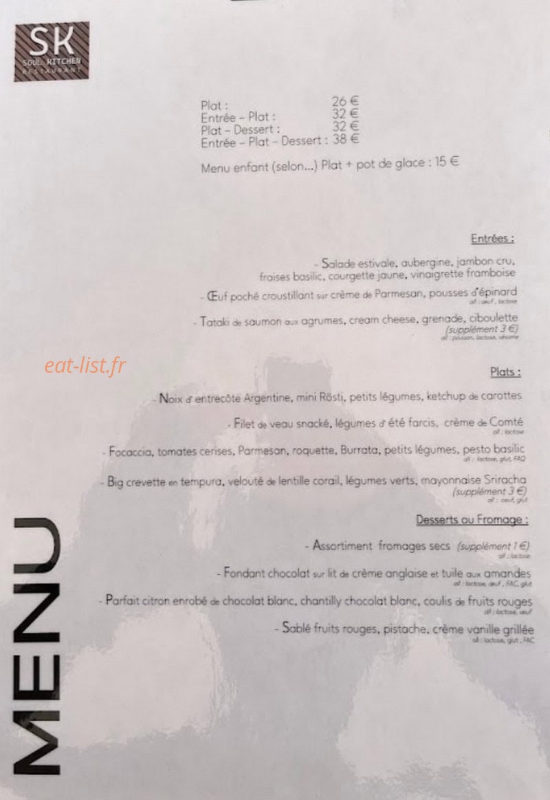 Soul Kitchen — carte page 1