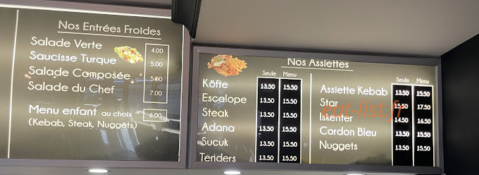 Star Kebab — carte page 1