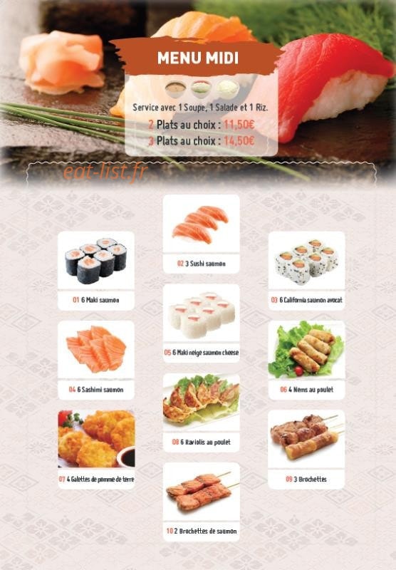 Sushi Asahi — carte page 1