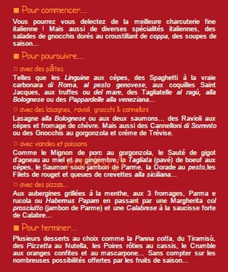 Trattoria del Sole — carte page 1