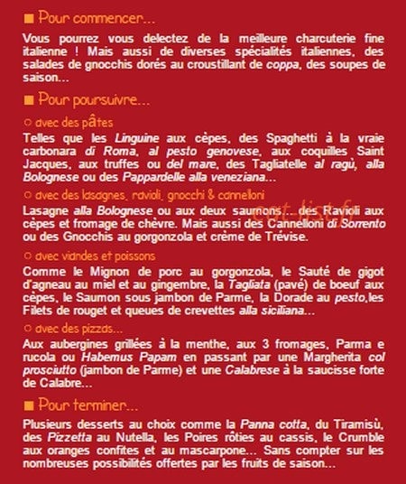 Trattoria del Sole — carte page 2