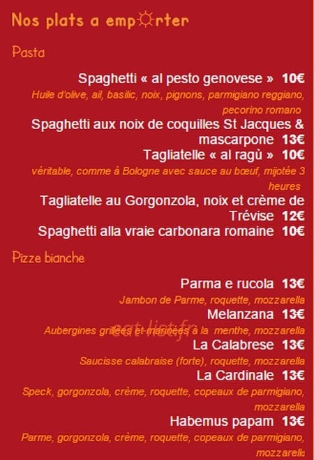 Trattoria del Sole — carte page 6