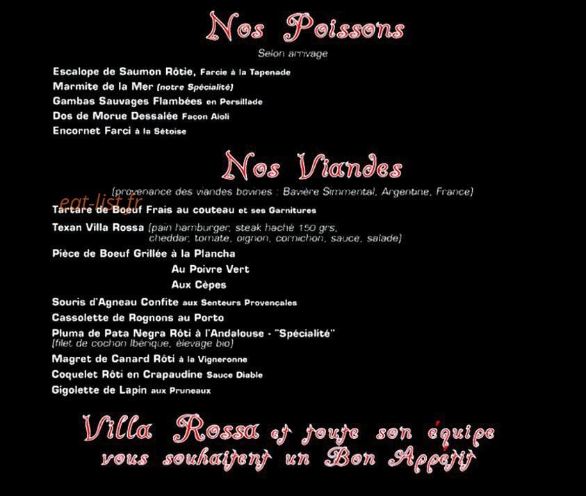 Villa Rossa — carte page 3