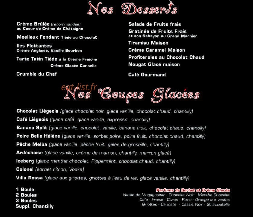 Villa Rossa — carte page 4