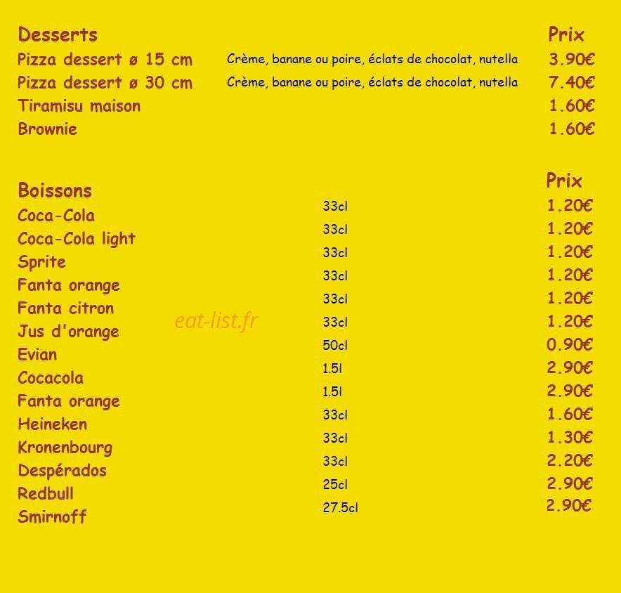 Bella Pizza — carte page 3