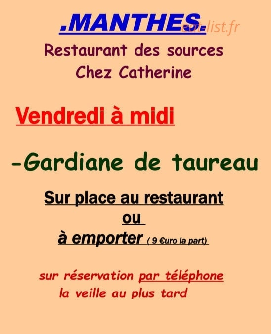 Restaurant des sources — carte page 1