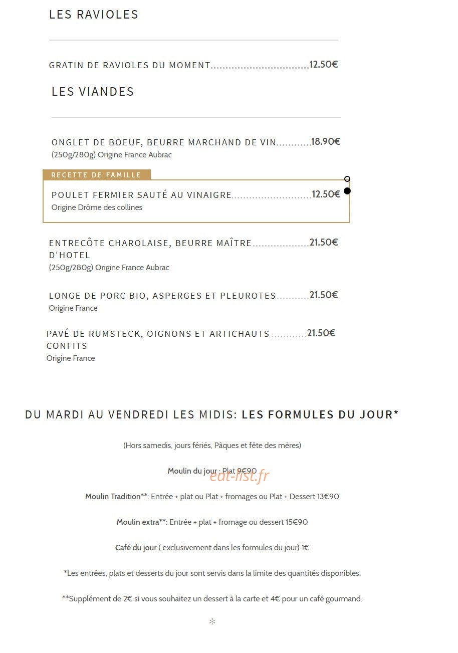 Auberge du Moulin — carte page 3