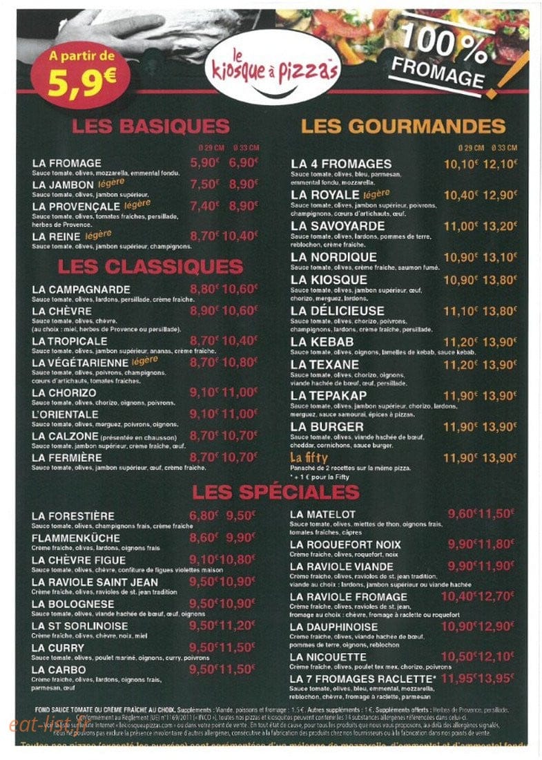 Le Kiosque à Pizzas — carte page 2
