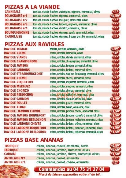 Pizza du Village — carte page 4