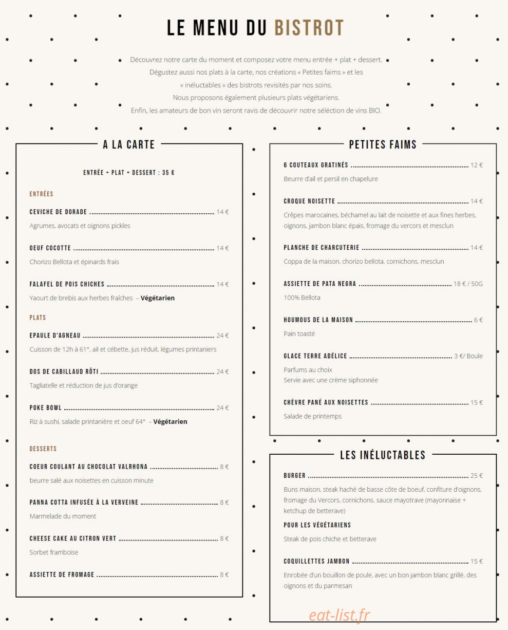 Bistrot Noisette — carte page 1