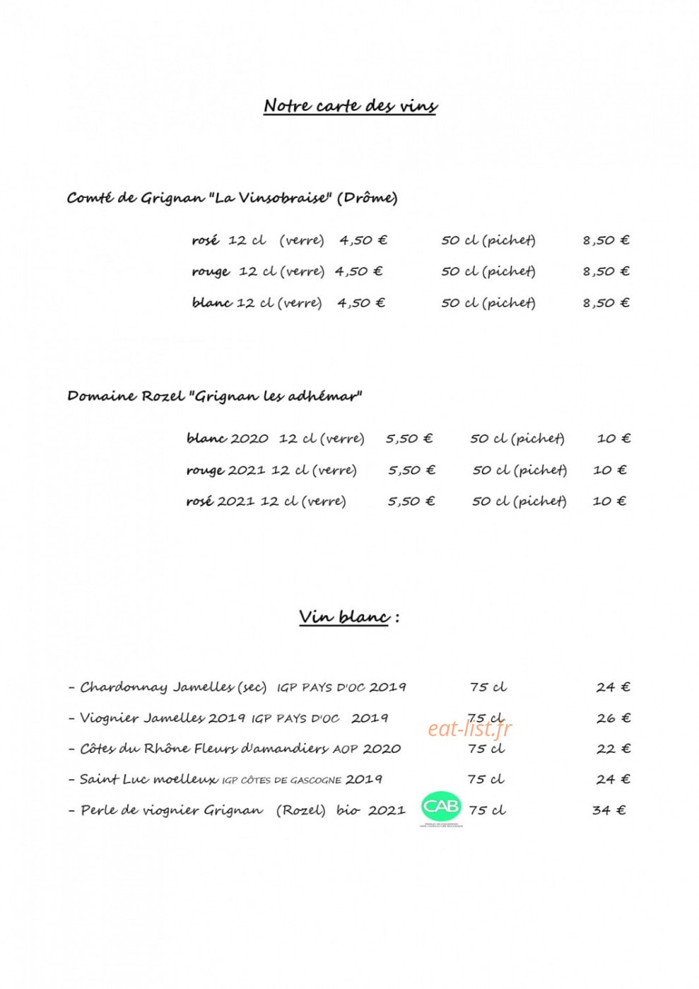 Pizzeria du Jabron — carte page 8