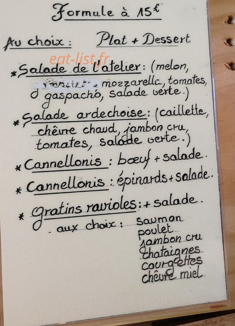 L'Atelier de Denis — carte page 2