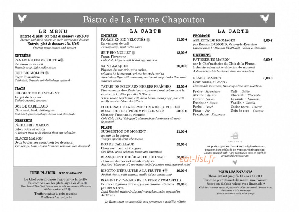 La Ferme Chapouton — carte page 1