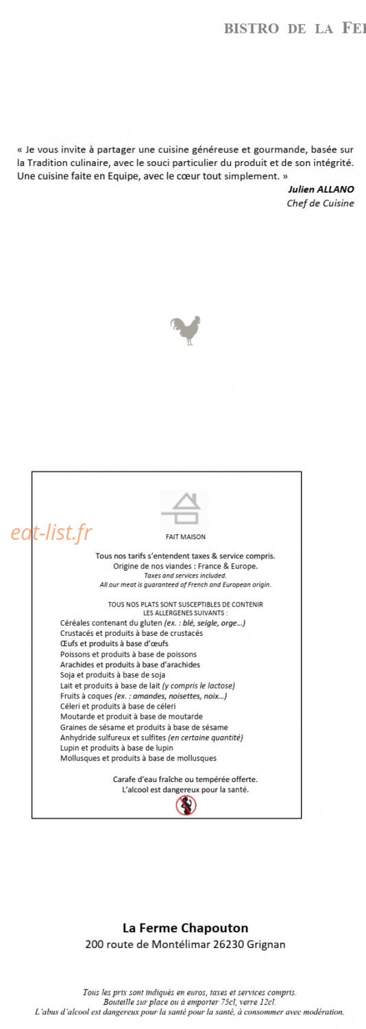 La Ferme Chapouton — carte page 6