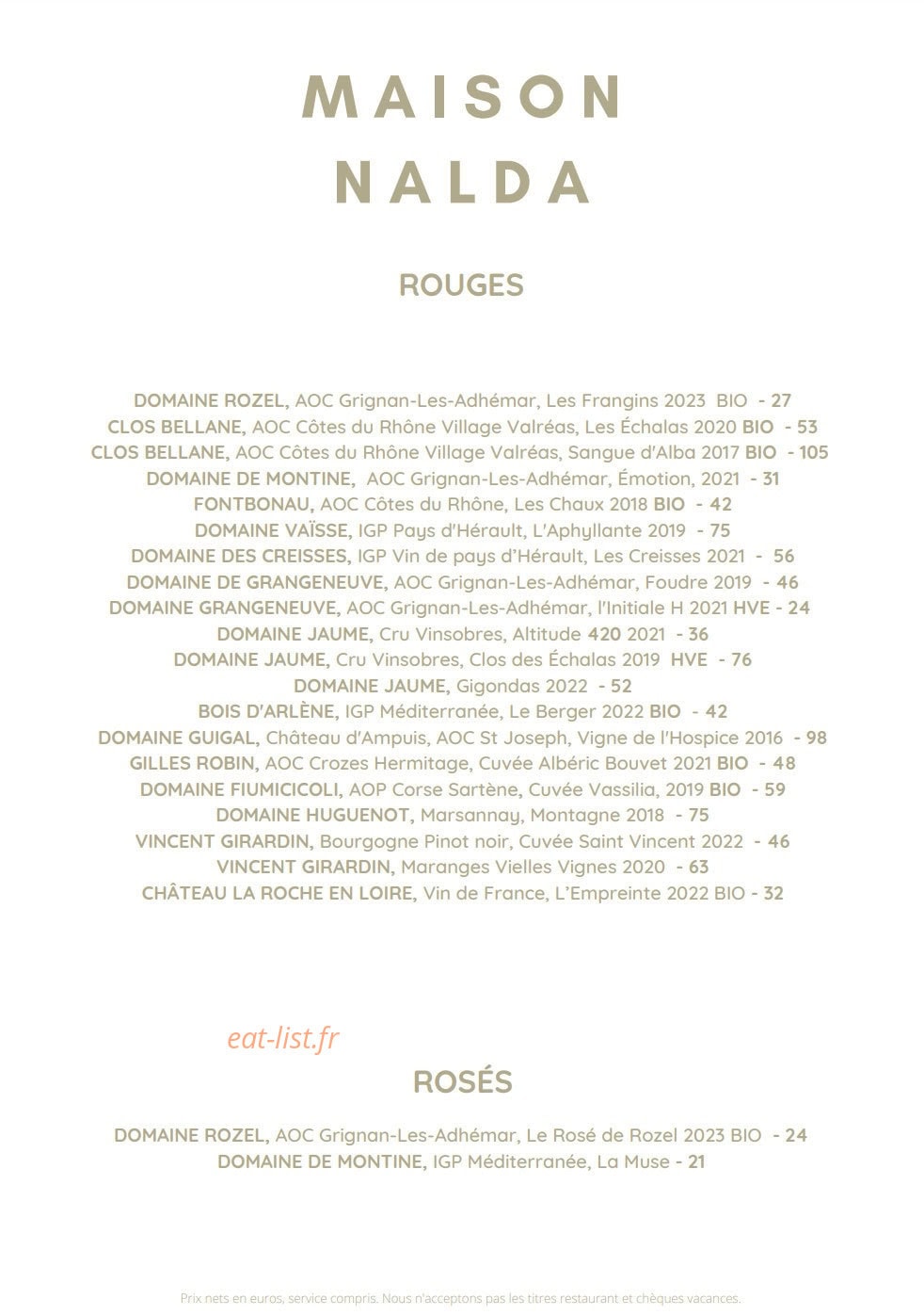 Maison Nalda — carte page 2
