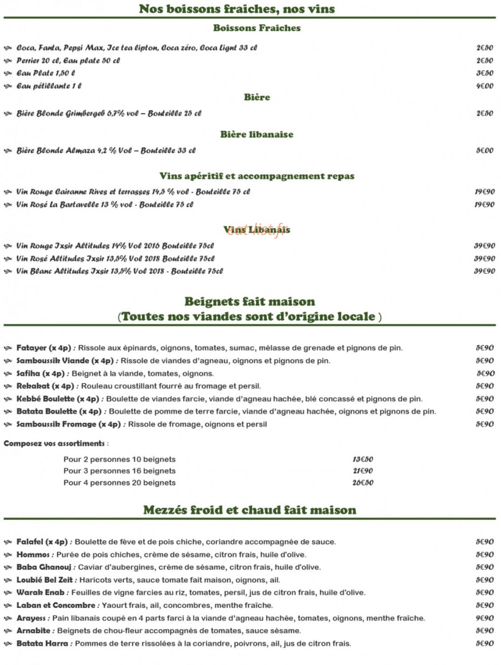 Au petit cèdre gourmand — carte page 1