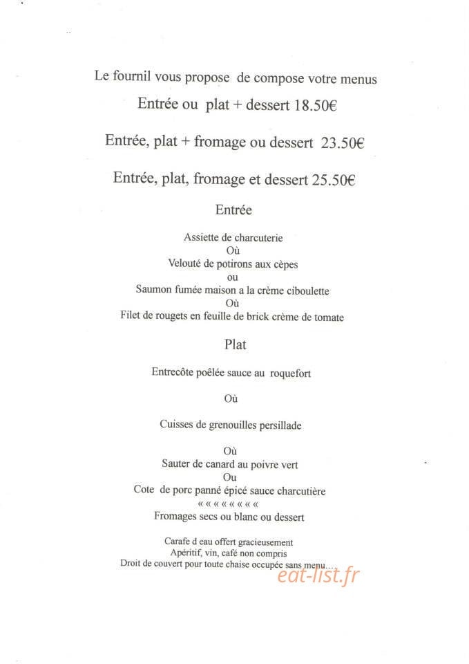 Restaurant Le Fournil — carte page 1