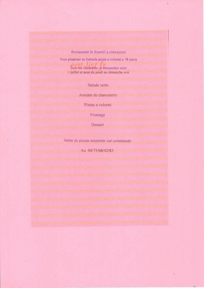 Restaurant Le Fournil — carte page 2