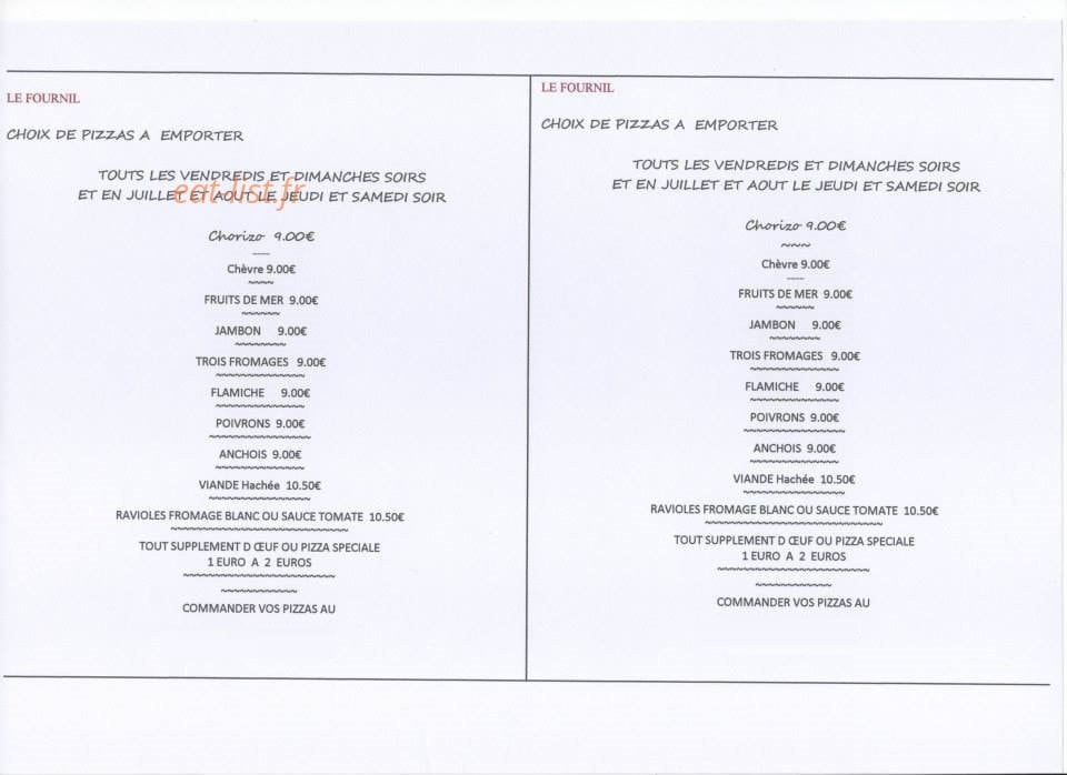 Restaurant Le Fournil — carte page 3