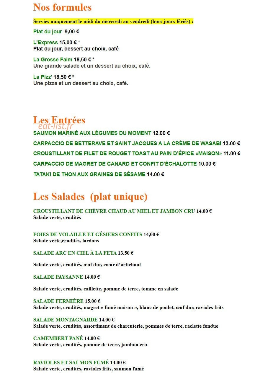 Le Relais Des Mailles — carte page 1