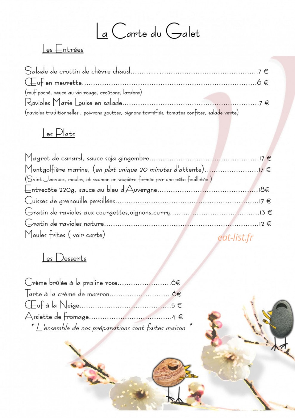 Le Galet D'Or — carte page 1