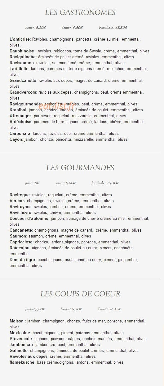 Pizzas Grand — carte page 1