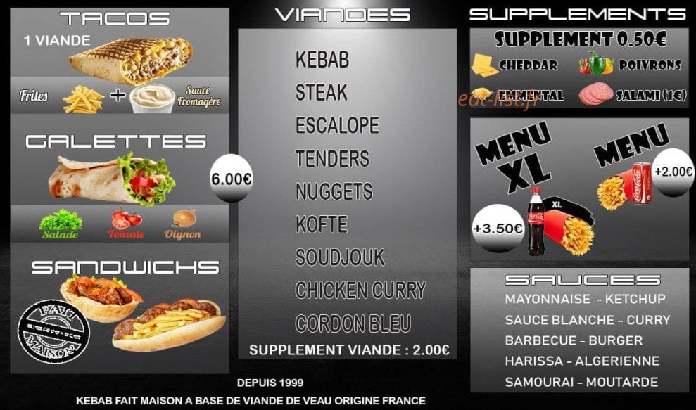 Adana Kebab & Tacos — carte page 2