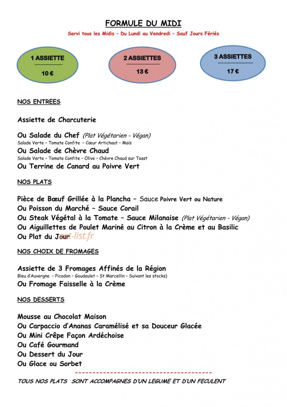 La Bonne Tabl'Hay — carte page 1