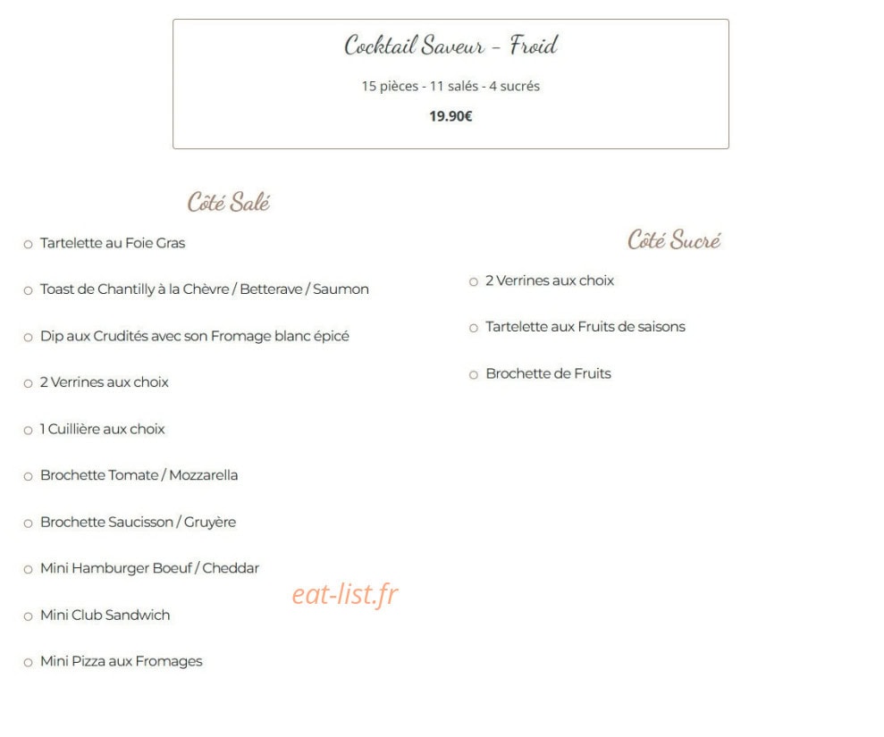 La Cuisine de Sev — carte page 8