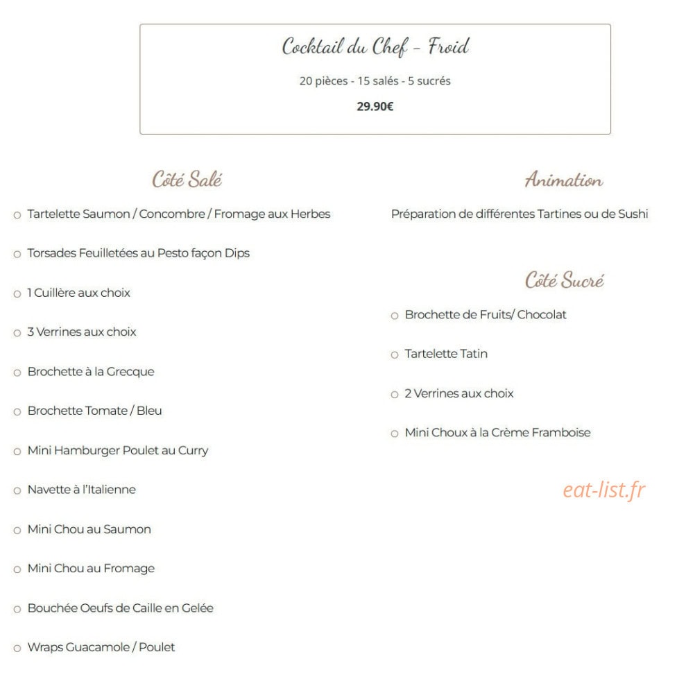 La Cuisine de Sev — carte page 7