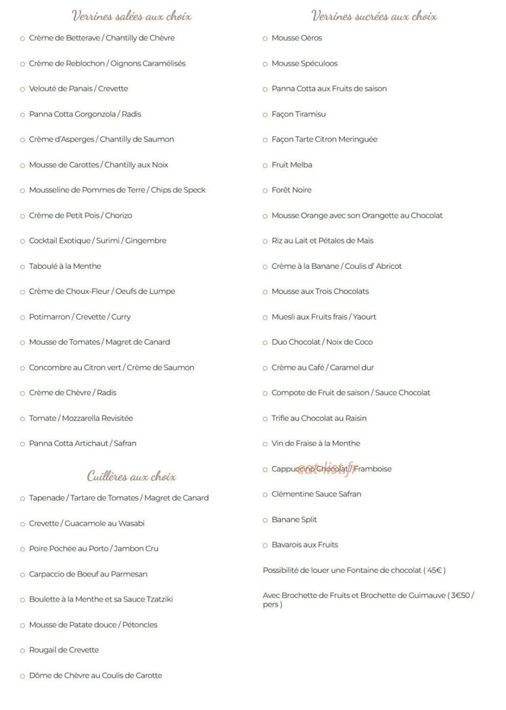 La Cuisine de Sev — carte page 1