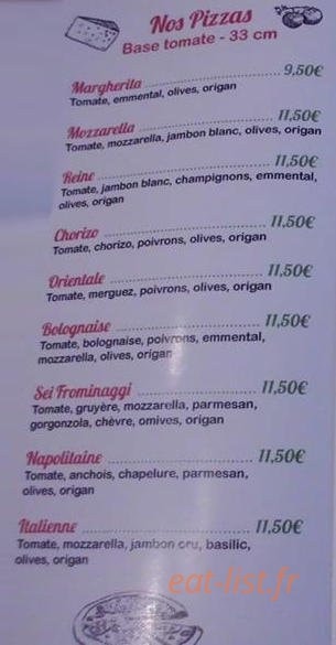 Carte et menu de La Famiglia à Clerieux — Pizzas