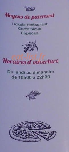 Carte et menu de La Famiglia à Clerieux — Informations suite