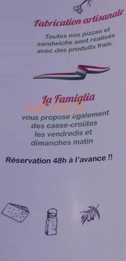 Carte et menu de La Famiglia à Clerieux — Informations