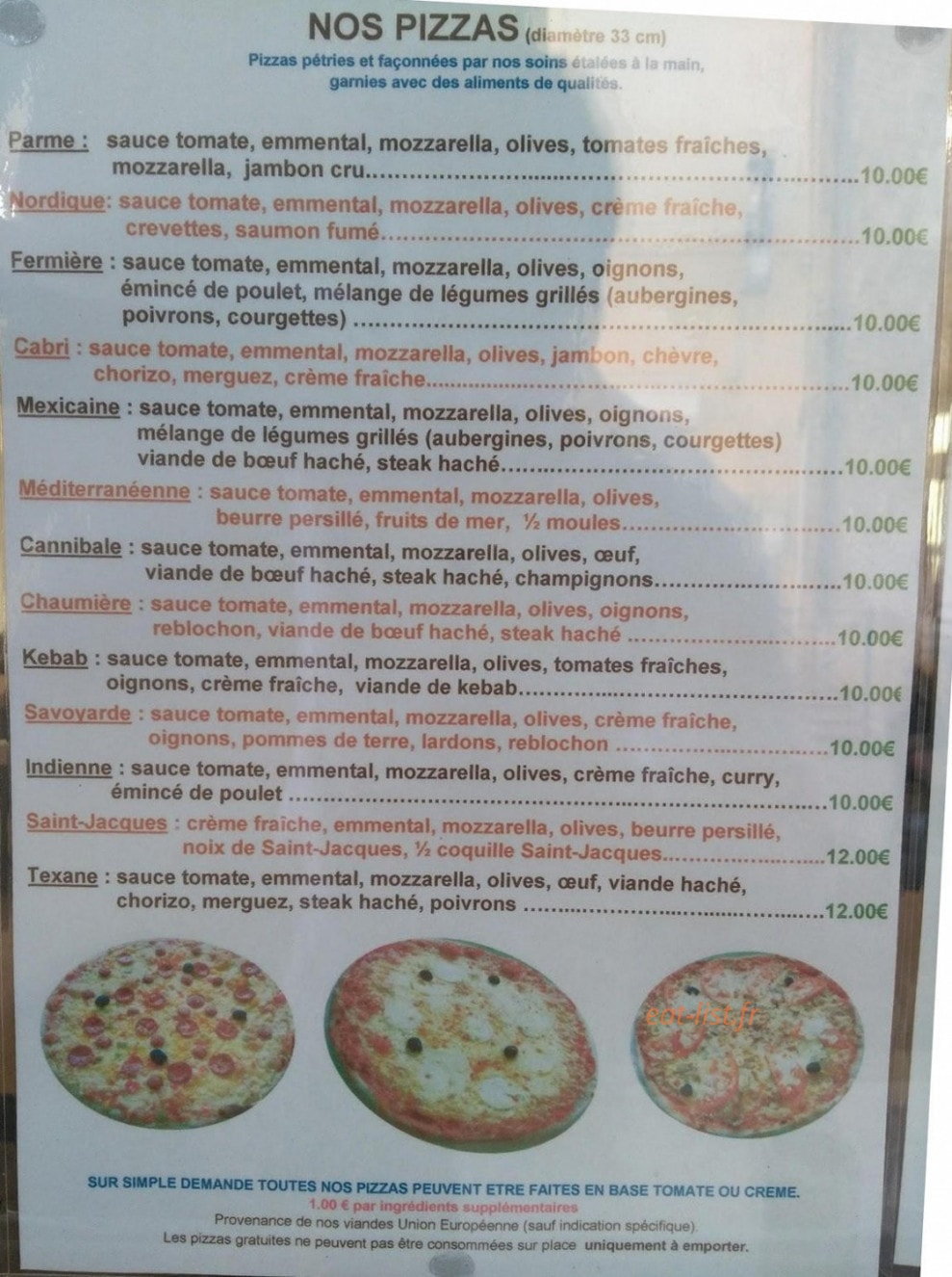 Pizzéria de la Vallée — carte page 3