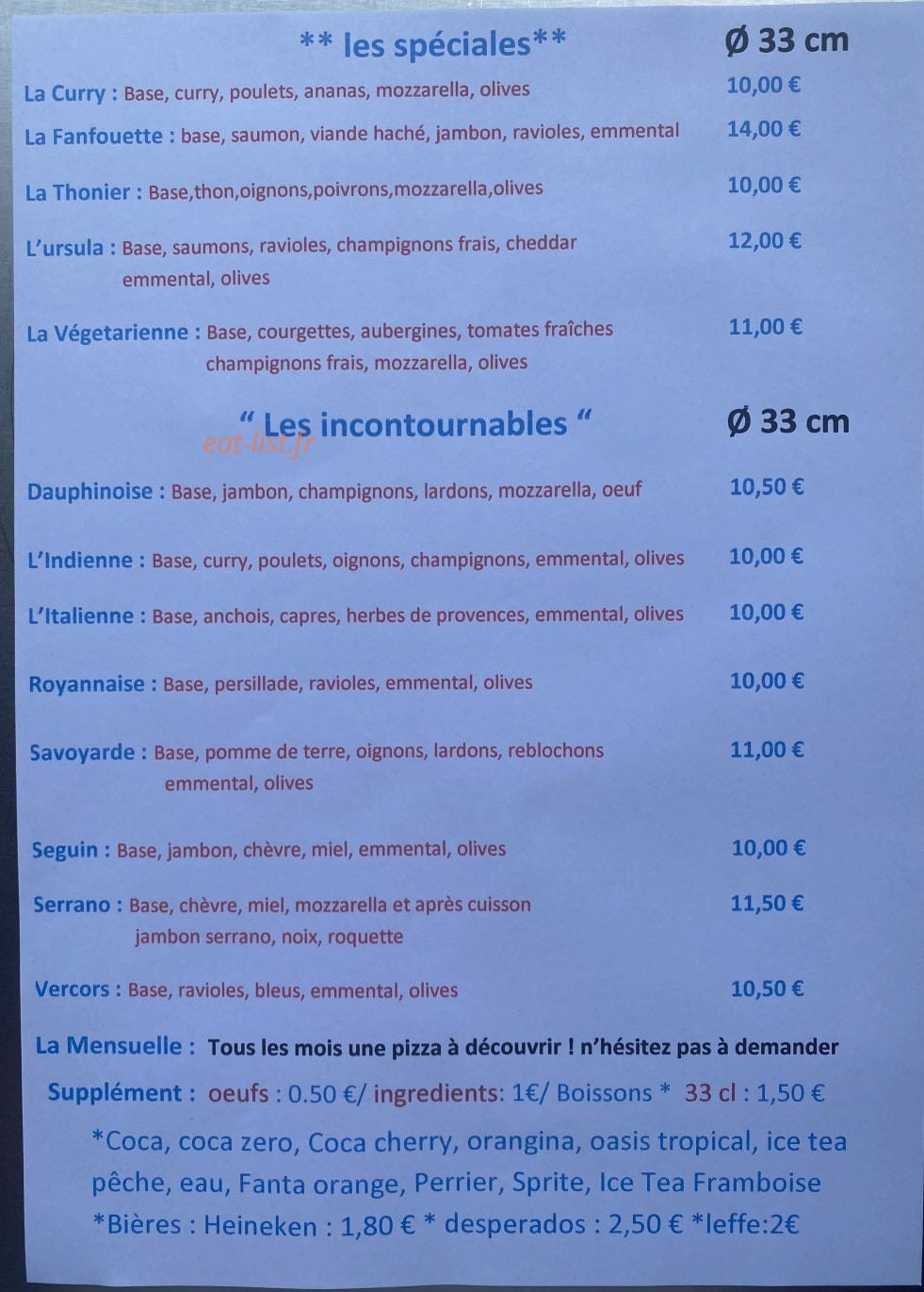 Seb'Pizza — carte page 3
