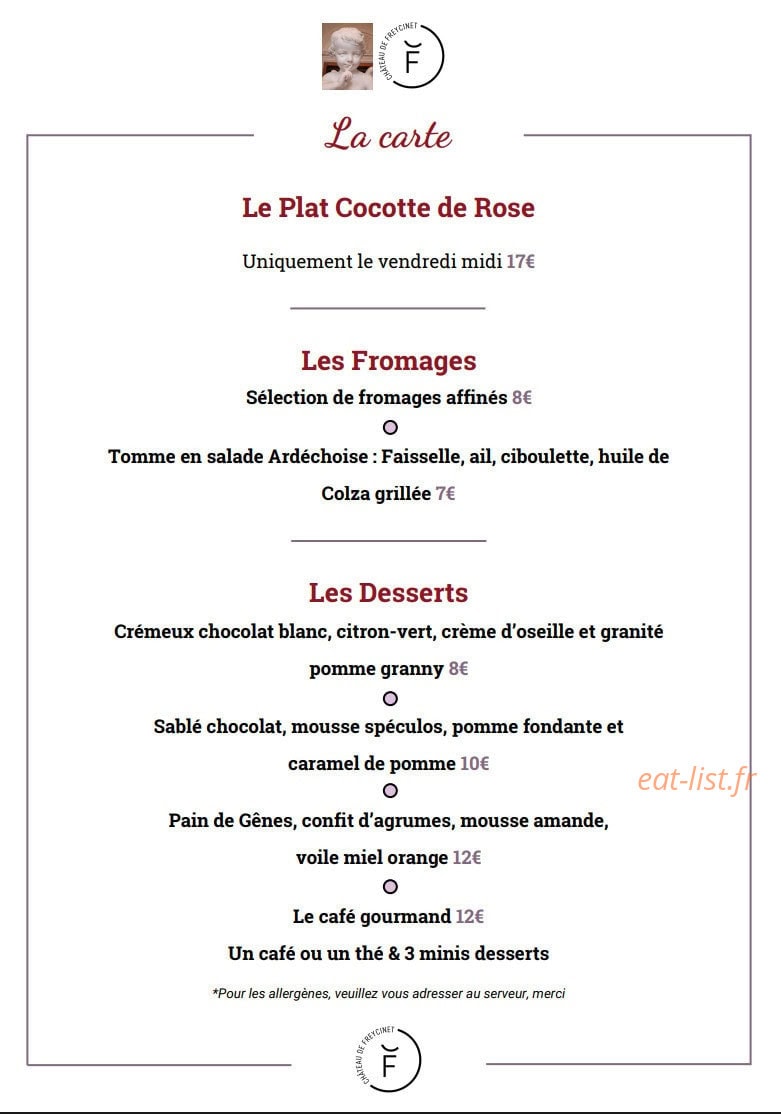 Rose Restaurant — carte page 2