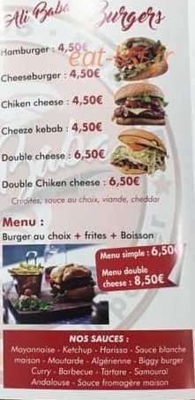 Ali Baba Kebab Tacos Burger — carte page 5